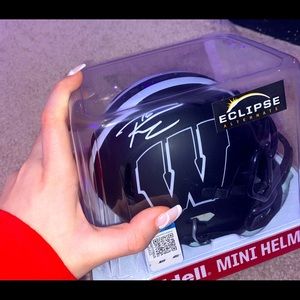 Black Eclipse Wisconsin Badgers Speed Mini Helmet hand signed by Russell Wilson.